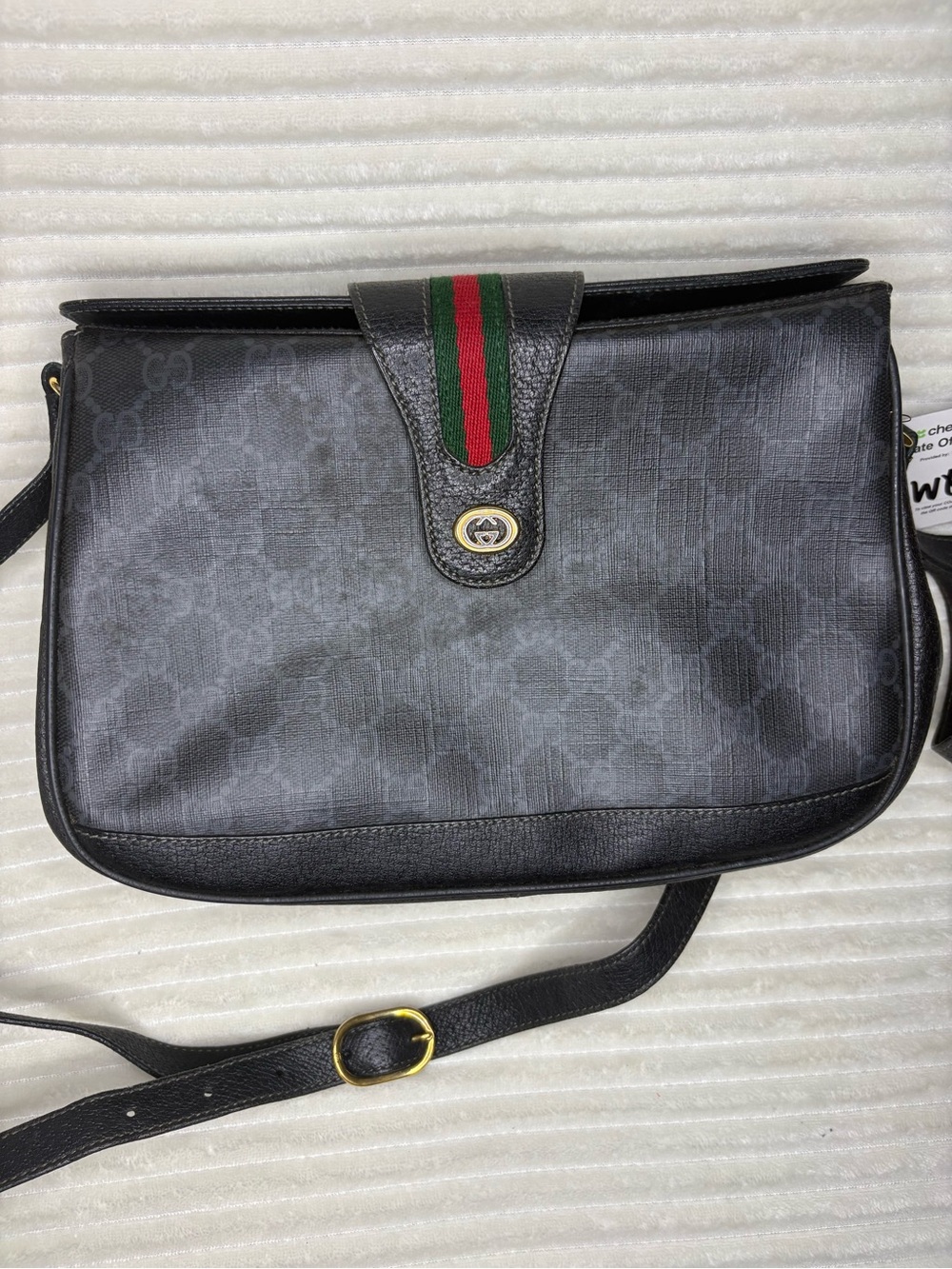 Gucci Vintage GG Monogram Supreme Sherry Web Ophidia Crossbody Bag w COA - Picture 2 of 16